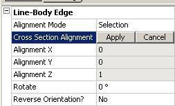 Cross Section Alignment (6) Modifying the cross section orientation by selection 1. Select the line body to be aligned in graphics window 3.