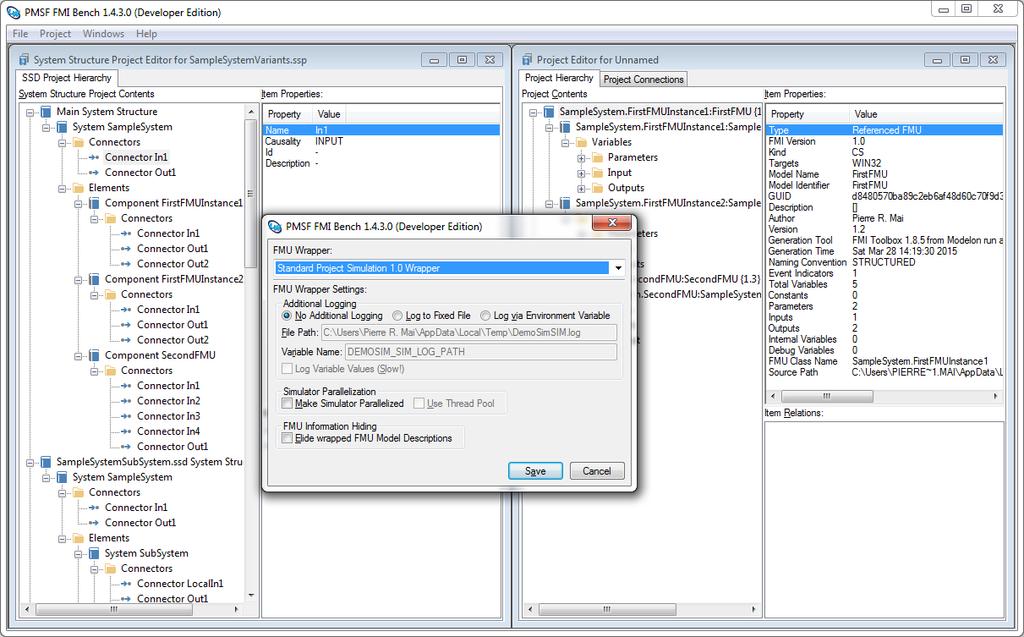 Prototypes: Integration Tool FMI Bench FMI Bench by PMSF: Workbench for FMUs FMU Inspector & Editor,