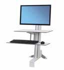 Stable workstation sits right on top of most surfaces 24" (61 cm) deep or larger; no mounting or clamping required System easily lifts straight up and down to