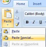 If you click on the down arrow on the button you can choose Paste Special which allows you to paste in different formats.