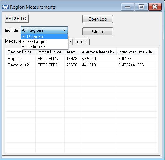 Use the Configure tab to select the measurement parameters for log