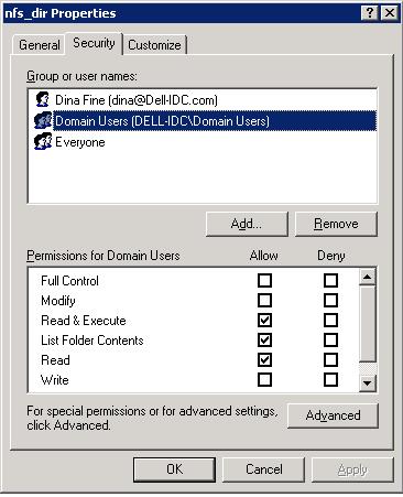 group permissions on the file.
