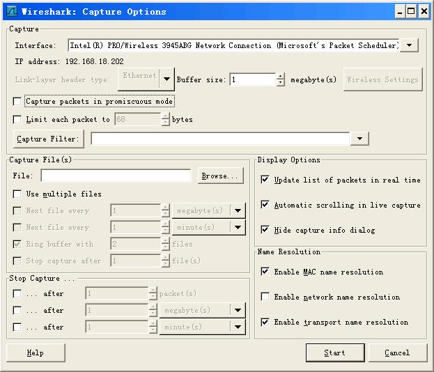 Configuration This checkbox allows you to specify that Wireshark should put the interface in promiscuous mode when capturing.