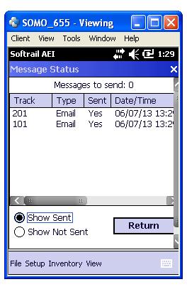 Figure 20 - Message Status Dialog The Message Status dialog shows all of the messages that are waiting to be sent and the last 100 messages that were sent. 2.7.