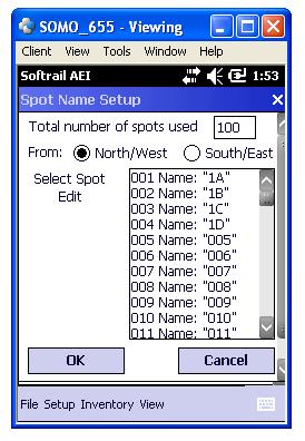 Figure 36 - Spot Name Setup Dialog Up to 100 spot names can be assigned.