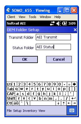 Figure 53 - OEM Folder Setup The transmit folder contains the OEM files that are to be transmitted by the portable reader, and the AEI Tag Folder contains the file that has the AEI tag and barcode