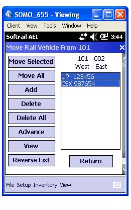 6.2. Move Track Inventory To access the Move Track Inventory function, tap the Move Track Inventory menu item in the Inventory menu. The Track Select dialog in Figure 55 will then appear.