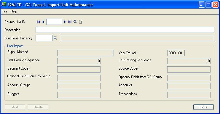 Setting Up Import Unit Maintenance Setting Up Import Unit Maintenance Destination company only Use Import Unit Maintenance in the destination company to create and manage unit IDs unique to each of
