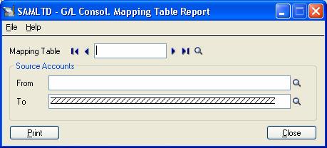 Printing the Mapping Table Report The Mapping Table Report shows how accounts are mapped from the source to the destination ledger for a range of mapping tables and account IDs.