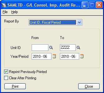 Printing Import Audit Reports Printing the Import Audit Report by Import Date Import Date. In the From and To fields, enter a range of dates to appear on the report.