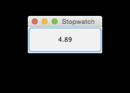 4. GUIs, threading (10 points). You are building a simple stopwatch GUI. The GUI has a single button that starts labeled 0.00.