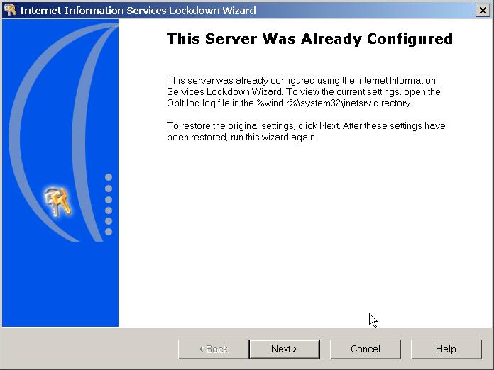 If you instead see the This Server Was Already Configured screen,