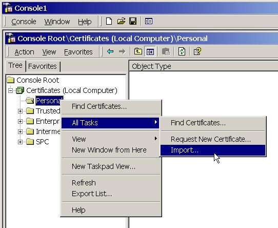 Expand the Certificates (Local Computer) snap-in and navigate to the
