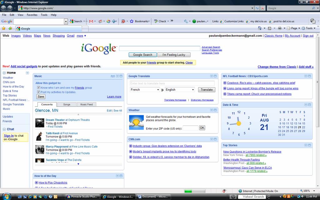 igoogle Once you ve signed up for a Google account, you have access to Gmail and an igoogle page. This is a customizable page that lets you add gadgets that are meaningful to you.