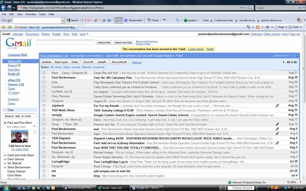 Gmail View This view gives you new menu options and allows you to access deeper Google tools.