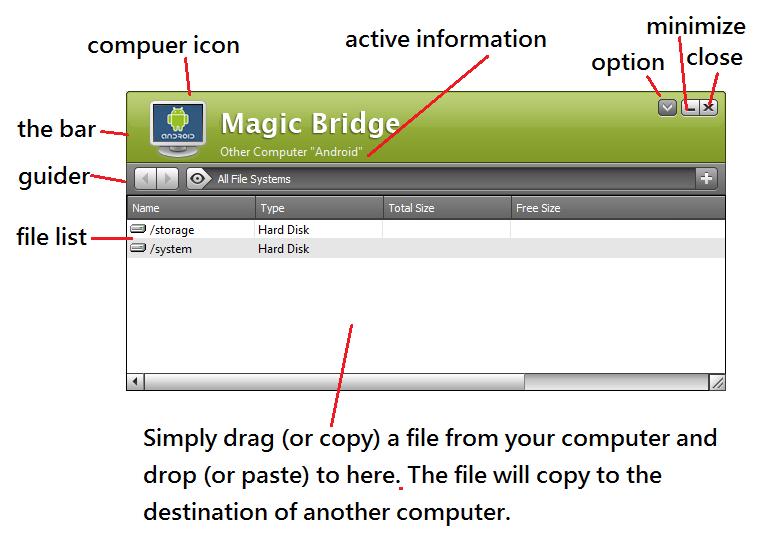 Magic Bridge: To click the icon or right click the Utility icon ( ) and run the Magic Bridge,