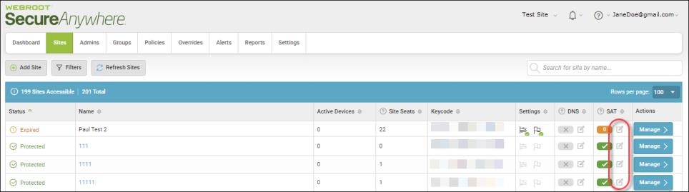 Additionally, in the Site tab, you can launch the Security Awareness Training console by clicking on the Go To Security