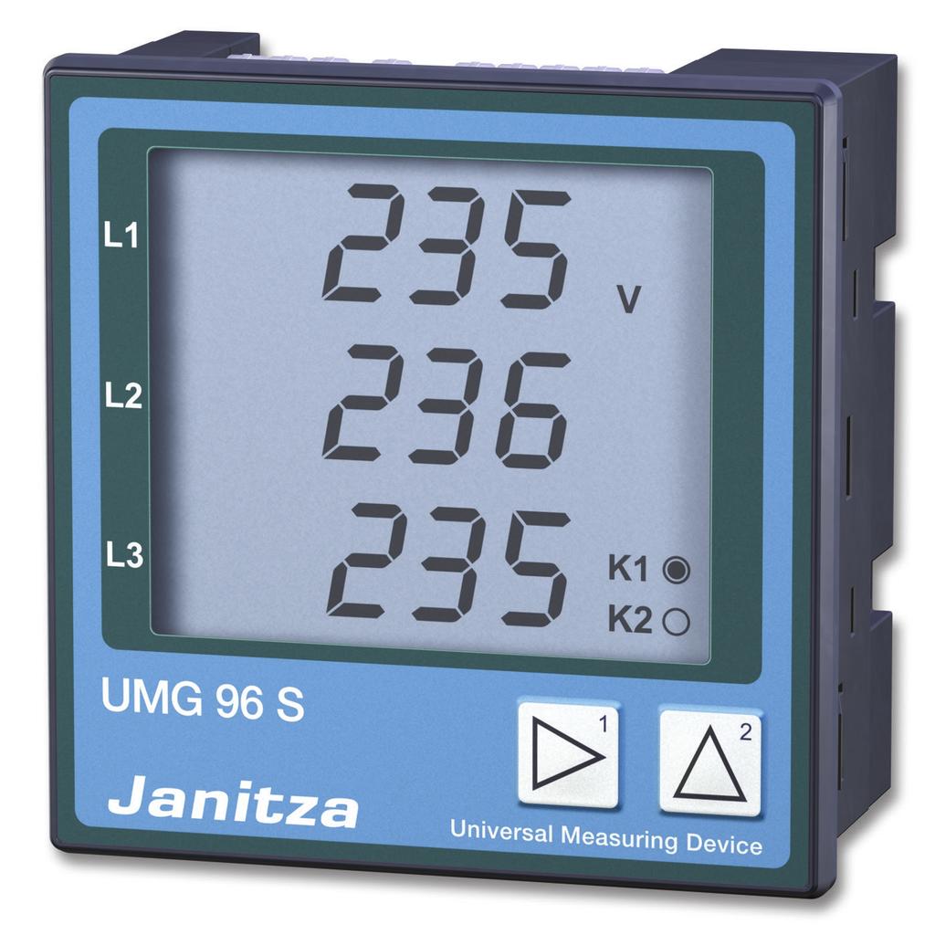 UMG 96S UMG 96S Universal flushmounting measuring instrument Universal flush-mounting measuring instruments of the UMG 96S product family are mainly designed for use in low and medium voltage