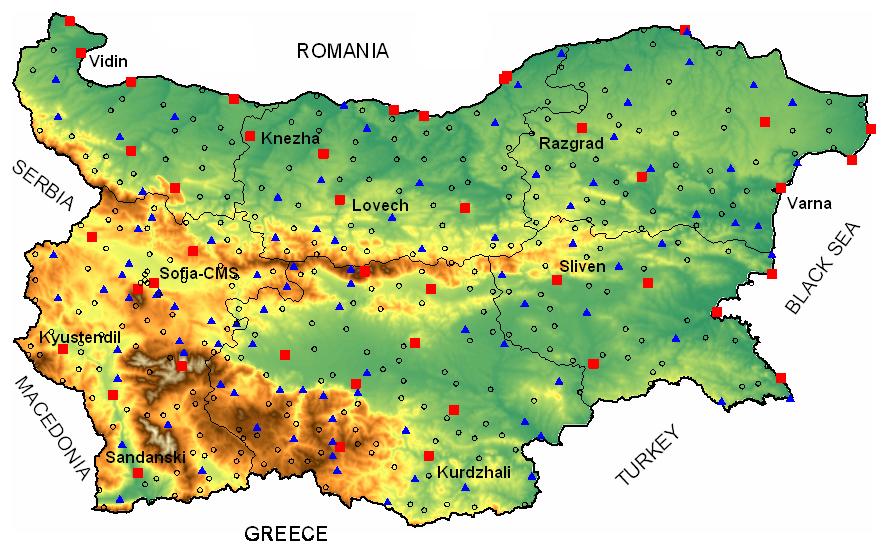 4. Metadata inventory for 10 selected synoptic stations from the meteorological network of NIMH on the territory of Bulgaria Fig.