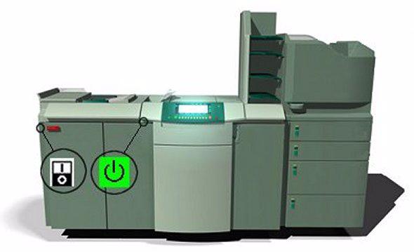 Turn on the Océ VarioPrint 2090 Introduction The system has the following switches and buttons (see the illustration for the correct location).