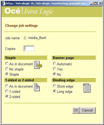 Océ Intra Logic functions Introduction Océ Intra Logic is an easy-to-use intranet application, is used to make more efficient use of the printer. Know which paper is loaded.