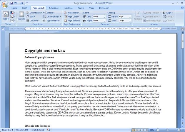 ECDL Module Three - Page 69 To see the effect better, click on the Microsoft Office button and click on the arrow next to the