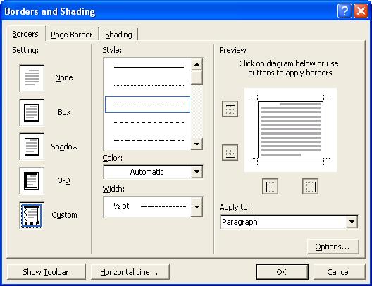 Custom page borders Introductory Word XP for Windows Word XP allows you to create custom borders enclosing pages in your document.