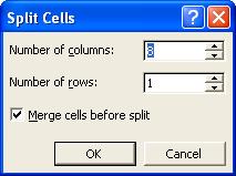 Splitting cells Introductory Word XP for Windows Word XP allows you to split cells vertically or horizontally in order to create irregular table grids.