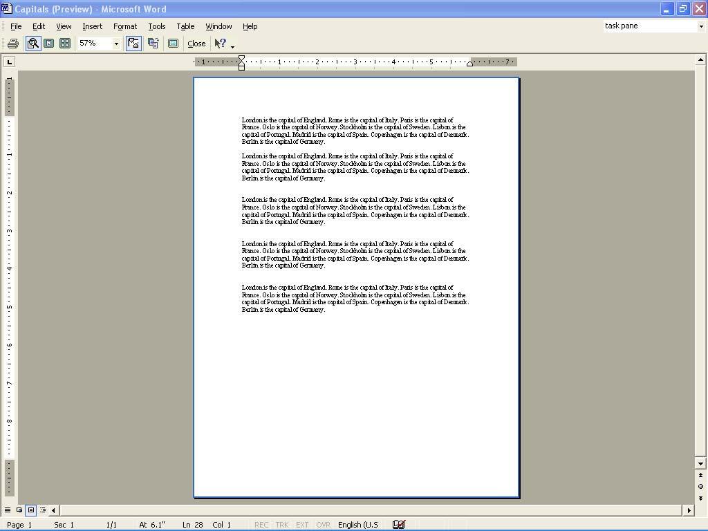 Print Preview Remind students that they can edit the document in PREVIEW MODE by de-selecting the MAGNIFIER button on the toolbar (the INSERTION POINT then appears in the document).