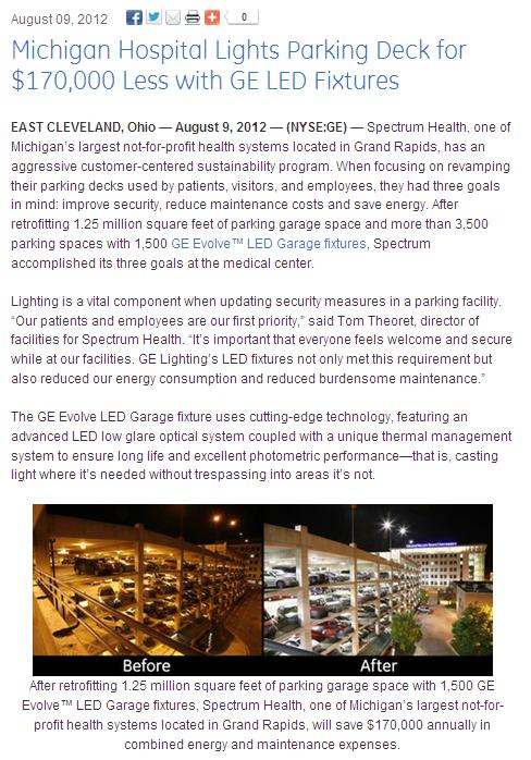 Case Study GE Lighting Moved up to #1 ranking for led parking