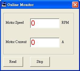 Real-time Motor Current Read button, displays motor s current.
