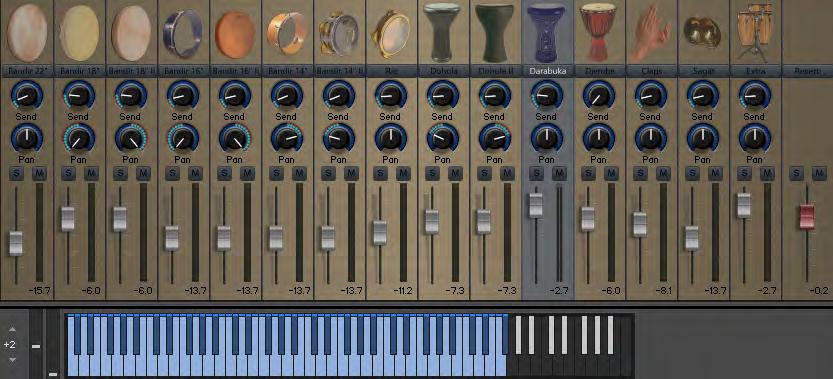 Each channel / instrument has different mapping and key ranges, the key range of the selected channel is shown on KONTAKT keyboard.