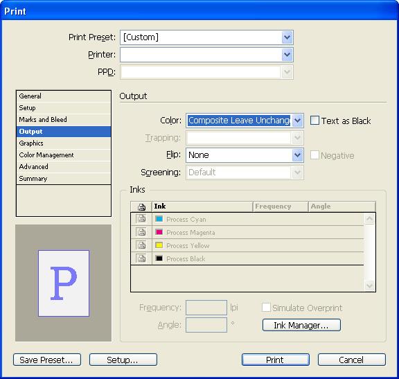 MANAGING COLOR IN PAGE LAYOUT APPLICATIONS 42 Selecting options when printing Use the standard Color Server printer driver interface to select print options from InDesign.