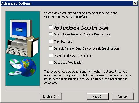 Figure 2-8: CiscoSecure ACS Advanced Configuration Options Keep the