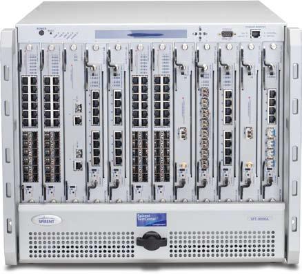 SPT-9000A Technical Specifications Spirent TestCenter 9U chassis with 12 test module capacity Supports up to 96 10/100/1000 Mbps Ethernet ports, 96 Gigabit Ethernet ports, 144 dual media Gigabit
