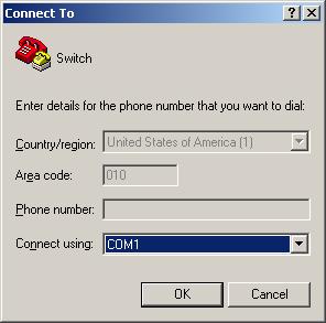 3. Select the serial port to be used from the Connect using list, and click OK.
