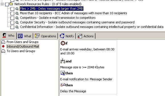 5 THE RULES ADMINISTRATOR How E-mail Filter Uses Rules Figure 5-4 shows details of the information shown for rules: If this box is selected, all the rules in the group are enabled The group that the