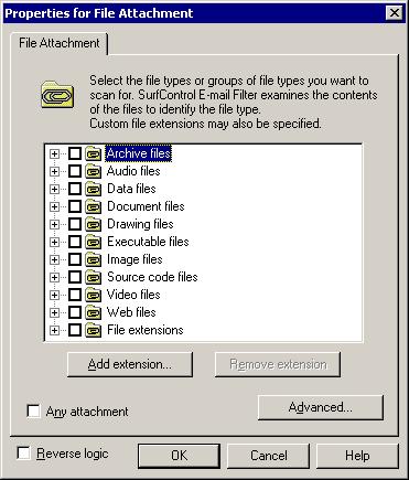 RULES OBJECTS File Attachment Object 6 Procedure 6-15: Adding a file type to the list (Continued) Step Action 2 The Properties for File Attachment dialog box is displayed. 3 Click Add.