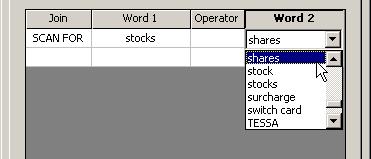 6 Select the second word in your word pattern, for example, Shares.