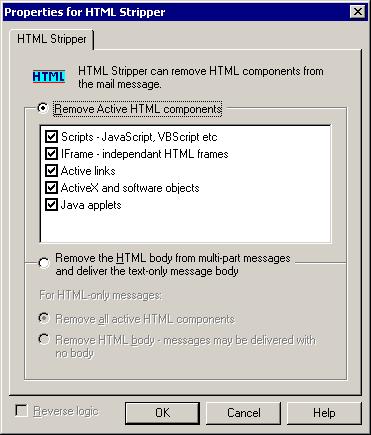 RULES OBJECTS Routing Object 6 Procedure 6-33: Configuring the HTML Stripper object (Continued) Step Action 2 The Properties for HTML Stripper dialog box is displayed.