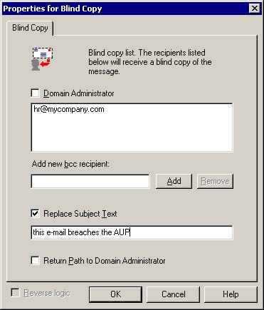 RULES OBJECTS E-mail Notification Object 6 Procedure 6-37: Configuring the Blind Copy object (Continued) Step Action 2 The Properties for Blind Copy dialog box is displayed.