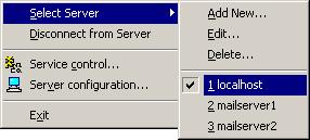(Sheet 2 of 2) SELECTING AN E-MAIL SERVER When you add a server, it is displayed on the Select Server menu so that you can select it: Procedure 3-3:Selecting a Server Step Action 1 From any of the