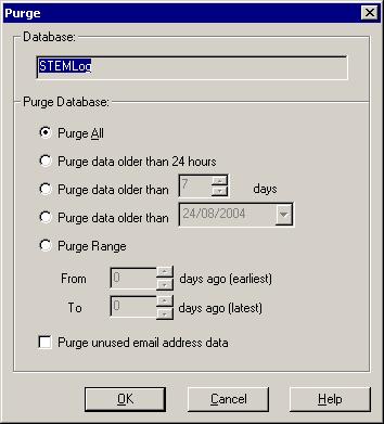 9 SCHEDULER Purging the Database Procedure 9-5:Purging the Database (Continued) Step Action 7 Click Purge Database... 8 The Purge dialog box is displayed.