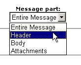 3 The screen displays an analysis of the e-mail: The words from the e-mail that appear in the selected dictionary The message part in which the words