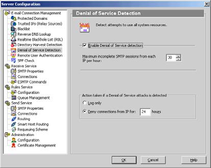 SETTING UP E-MAIL FILTER Configuring E-mail Connection Management 3 To set up protection against DoS attacks, follow Procedure 3-21: Procedure 3-21: Enabling Denial of Service Detection Step Action 1