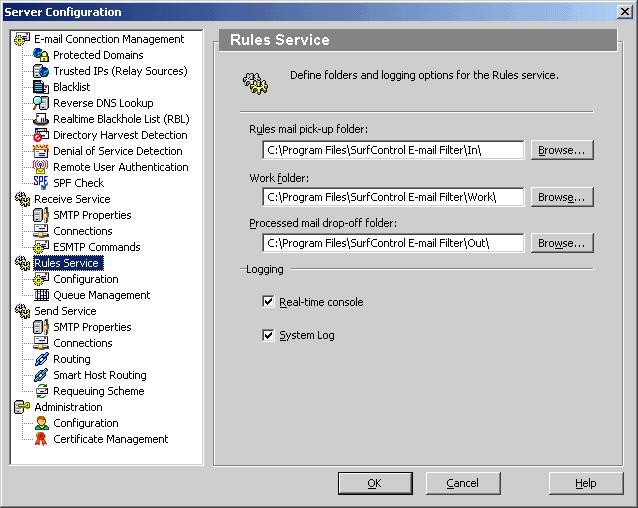 SETTING UP E-MAIL FILTER Configuring the Rules Service 3 RULES SERVICE - GENERAL SETTINGS The Rules Service general settings affect the folders used by the Rules service to access, hold and act upon