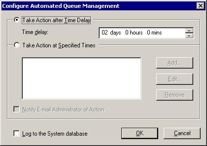 SETTING UP E-MAIL FILTER Configuring the Rules Service 3 Procedure 3-29: Configuring Automated Queue Management Step Action Action 6 The Configure Automated Queue Management dialog box is displayed.
