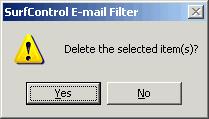 SETTING UP E-MAIL FILTER Configuring The Administration Service 3 Deleting a Remote Administrator Account To delete a Remote Administrator account, follow Procedure 3-41: Procedure 3-41: Deleting a