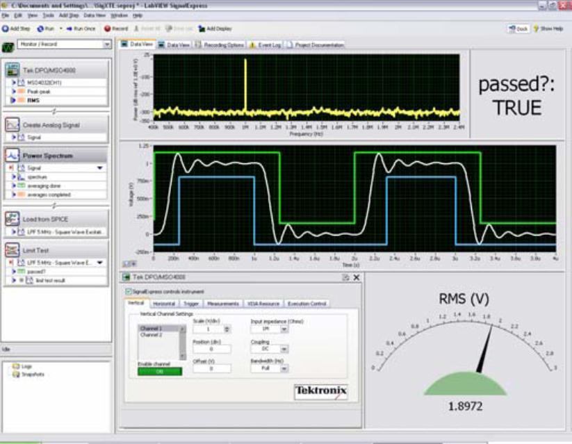 Versatility Increase Productivity with SignalExpress National Instruments LabView SignalExpress LE version ships free with every unit Integrates AFG2021 to the whole Tektronix Bench