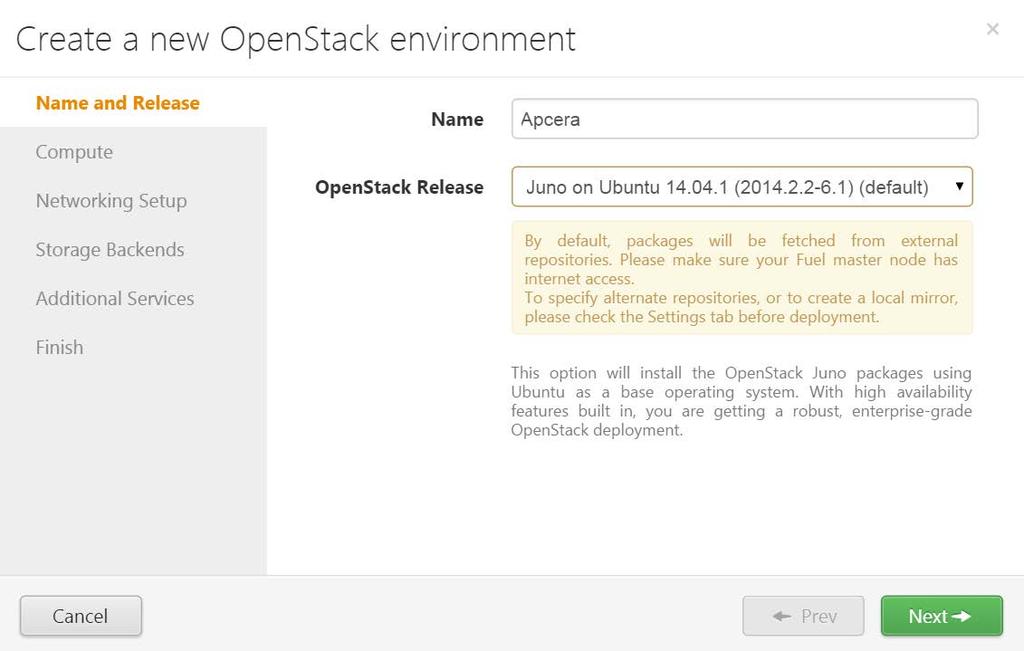 Step 6: Use Fuel to Install the OpenStack components Create the